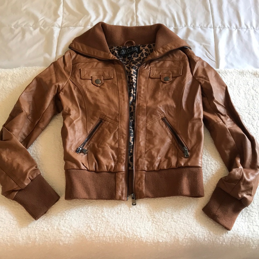 Beige leather jacket